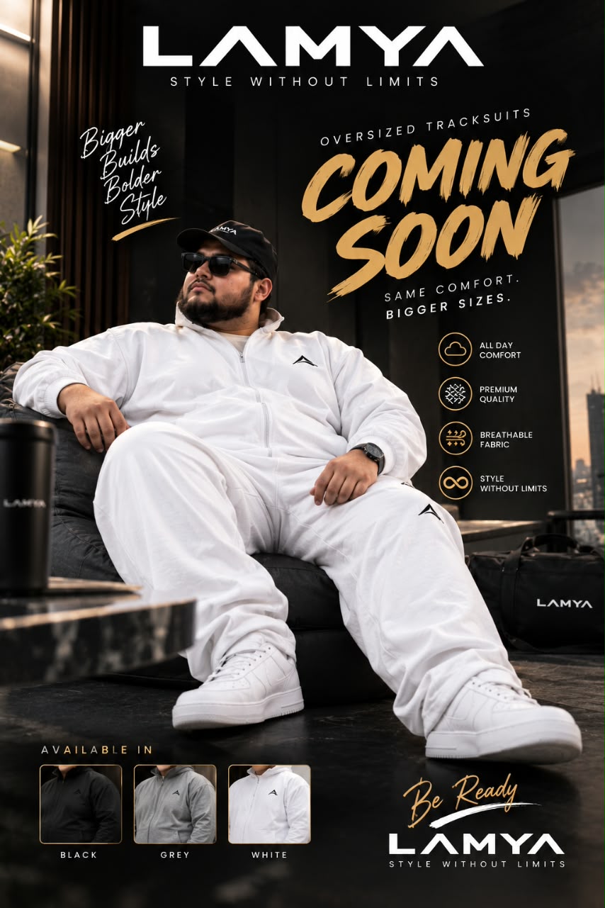 LAMYA Premium Oversized Tracksuit for Men | 2XL–5XL