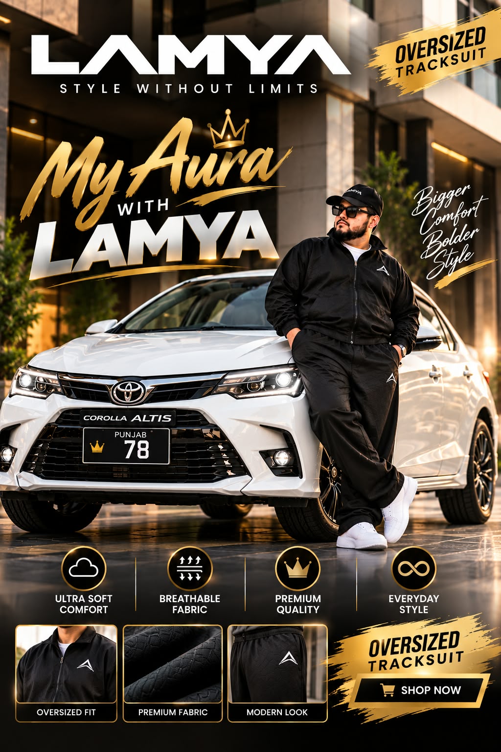 LAMYA Premium Oversized Tracksuit for Men | 2XL–5XL