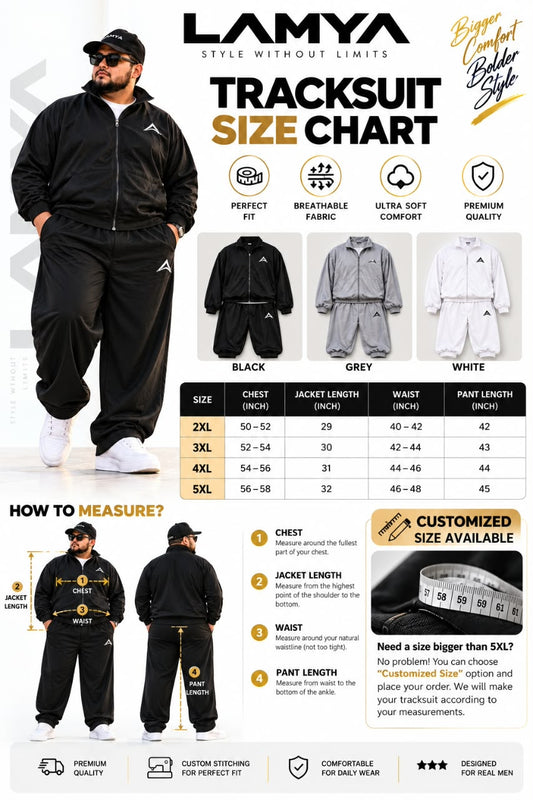 LAMYA Premium Oversized Tracksuit for Men | 2XL–5XL