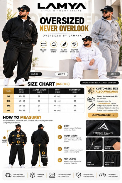 LAMYA Premium Oversized Tracksuit for Men | 2XL–5XL
